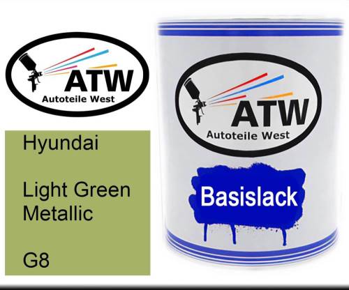 Hyundai, Light Green Metallic, G8: 1L Lackdose, von ATW Autoteile West.